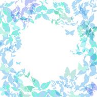 Spring Colorful butterflies wreath green mint leaves watercolor Round banner