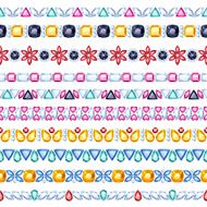 Colorful gemstones seamless horizontal borders set N9