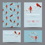 Christmas Winter Birds - Invitation or Greeting Card Set