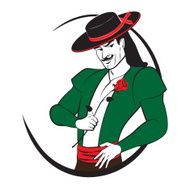 Spanish man with a rose Abstract vector logo