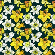 vector seamless floral pattern with narcissuses N2