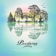Forest landscape reflection hand drawn poster
