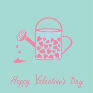 Love watering can with hearts inside Pink Valentines day