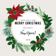 Vintage vector card Merry Christmas And Happy New Year N4