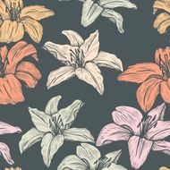 vector seamless floral pattern with lilies N3