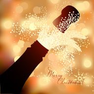 Bottle of champagne to spray on a abstract background