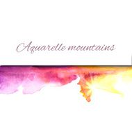 Aquarelle mountains yellow violet