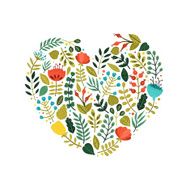 Floral heart with cute colorful flowers N2