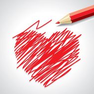 Pencil hand-drawn sketch heart vector background template N2