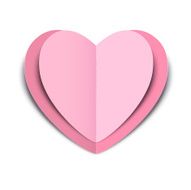Two pink paper love hearts nestled together