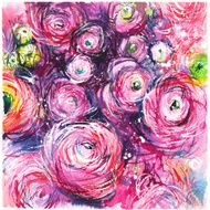 large pink bouquet of magenta buttercups