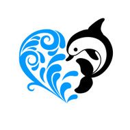 Dolphin and wave heart