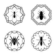 Bee and wasp hipster labels