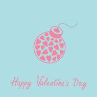 Bomb with hearts inside Happy Valentines Day Blue Flat