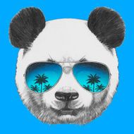 Portrait of Panda with mirror sunglasses N2