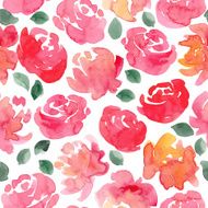 hand drawn watercolor roses seamless pattern N10
