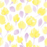 cute watercolor flowers seamless vector pattern N13