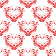 Seamless pattern ornate floral hearts