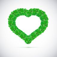 Heart made up of green leaves