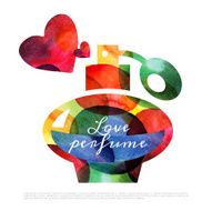 Watercolor perfume Valentine Day card Vector illustration N2