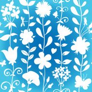 Seamless pattern with silhouettes flowers N5