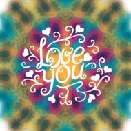 Love you lettering with floral ornament N6