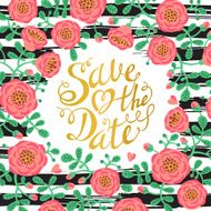 Wedding invitation cards with flowers and calligraphic letters Save the N5
