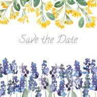 Save The Date invitation with watercolor flowers N3