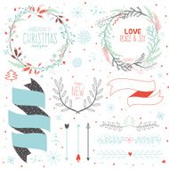 Christmas calligraphic wishes and winter elements N11