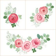Hand Drawn cute Roses and Leaf composition for your design N3