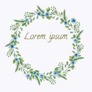 Watercolor Leaf and Flowers round frame N2