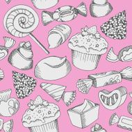 Vector seamless chocolate candy pattern retro graphic sweets background