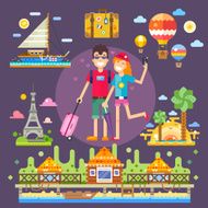 Couple in love travels the world