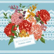 Vintage Greeting Card with Blooming Peonies N2