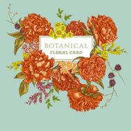 Vintage Greeting Card with Blooming Peonies N3