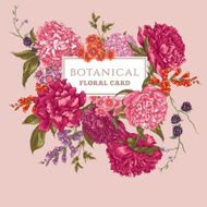 Vintage Greeting Card with Blooming Peonies N5