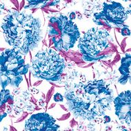 Seamless Pattern with Pink Peonies Vector Illustration
