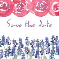 Save The Date invitation with watercolor roses N4