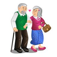 Senior couple walking holding hands Vector illustration