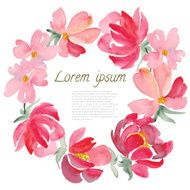 Watercolor Flowers round frame N2