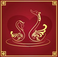 Wedding invitation poster with gold swans
