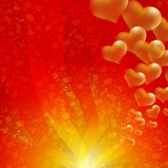 Gold hearts on red background N2