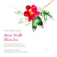 Vector background with red watercolor camellias N4