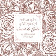 Vintage elegant wedding invitation with graphic roses N2