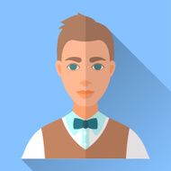 Wedding day bridegroom blue square flat icon with shadow N9
