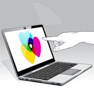 Laptop touchscreen hearts icon