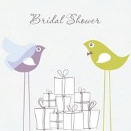 Bridal shower invitation with two cute birds in bride and
