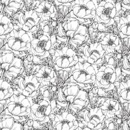 Vector seamless pattern with graphic spring flowers N3