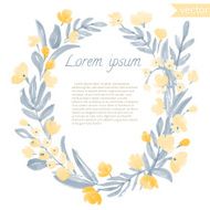 Watercolor Vintage Leaf and Flowers round frame N3
