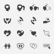 love and couple icon set